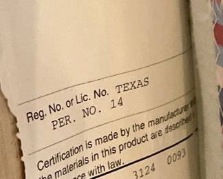 Mattress tag, 02/14/07