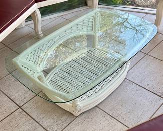 Top view of wicker coffee table