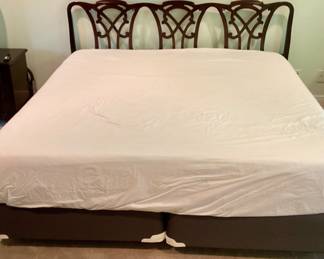 Chippendale headboard and King bed with mattress , headboard is 40” tall. Price $475