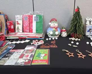 Snowman Cookie Jar, Gift Bags And Tissue Paper Galore