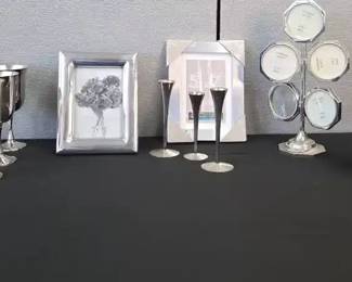 Silver Plated Goblets chalice, MC Modernist Taper Candle Holders And More