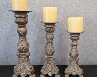 Set Of 3 Pillar Candle Holders
