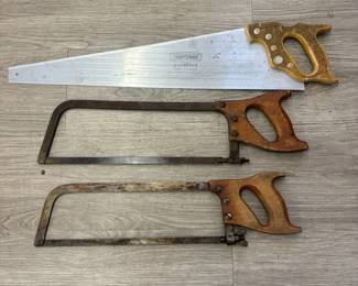 Vintage Saw Lot 2 Sheffield 77 Meat Saws 1 Craftsman Komedge