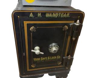 004 Antique Cast Iron Floor Safe By York Safe Lock Co. Plus Fire Resistant Lockbox