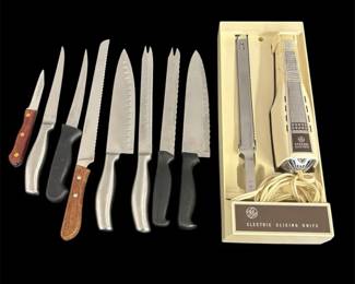 Vintage GE Electric Slicing Knife Mixed Kitchen Knife Lot