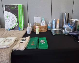 Three New Bemis Toilet Seats, Runner Rug, Scale, Hand Towels And More