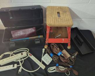 Extension Cord, Toolbox, And Step Stool