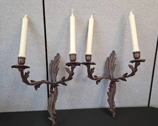A Pair Of Vintage Style French Bronze Or Brass Wall Sconce