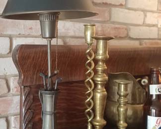 Cool Golf Lamp & Brass Candlesticks