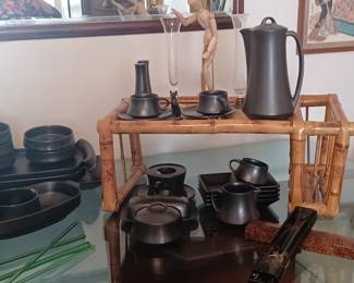 Bamboo Breakfast Tray. Full set Japenese Brushed Dinnerware