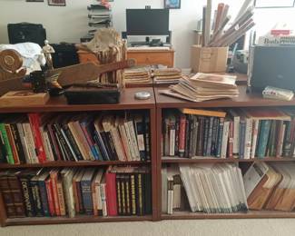 Office....terrific old wood bookshelves 