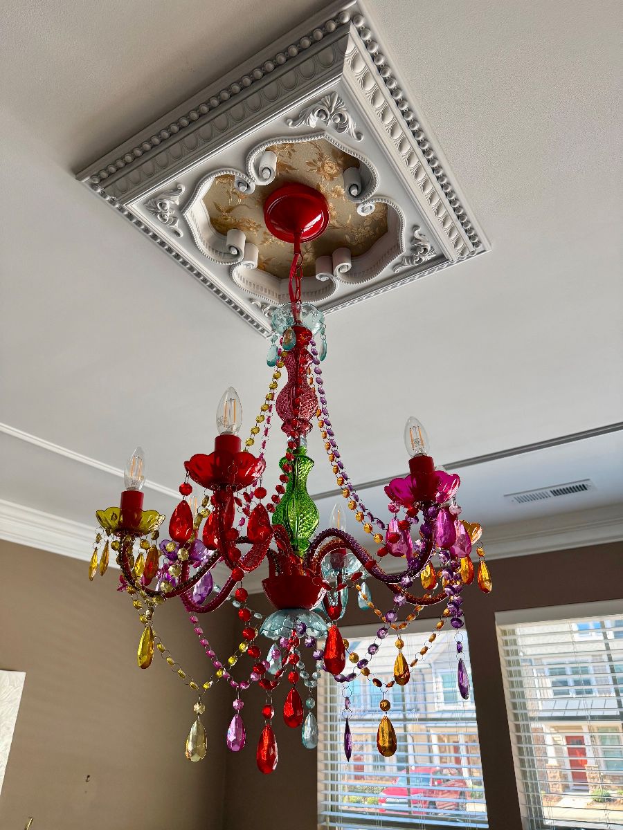 6-light Multi-color "Mardi Gras" Chandelier