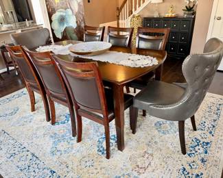 6' cherry/espresso dining table with 6 chairs (18"leaf)