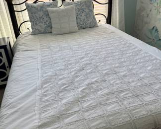 Brooks Brothers white queen size bedspread with matching pillow