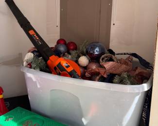 Various holiday items; leaf blower