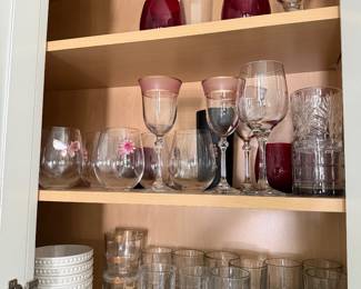 Variety of glassware and wine glasses