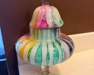 VIDI style multicolor glass apothecary jar