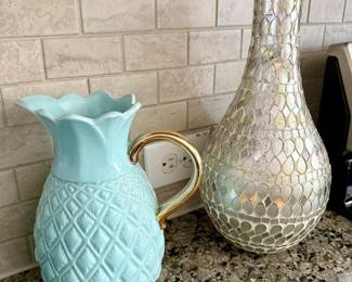 Pineapple Pitcher and Tabletop Mosaic Vase