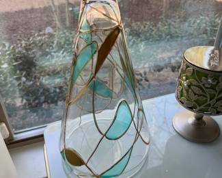 Nobile Glassware Teal Mosaic Glass Vase