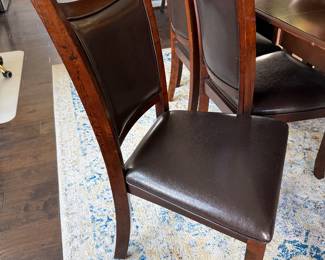 Set of 6 cherry finish leatherette chairs (prefer to sell as set with table)