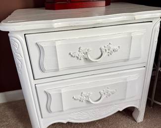 Vintage Dixie bedside table painted white 26"w x 17"d x 2' h