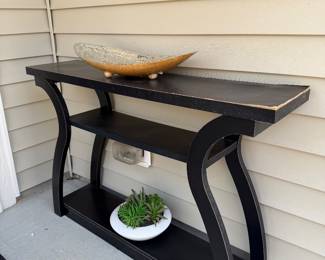 47" Black Console Table- some wear due to being outdoors
