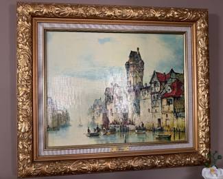 View of Dordrecht Canal Framed Print - L Herman; licensed reprint 26x22