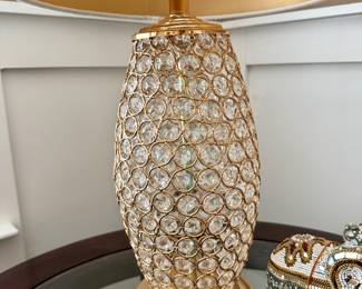 Gem Glass Gold Lighted Table Lamp