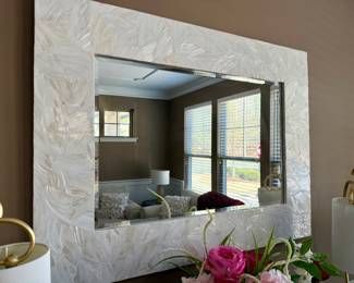 Beveled Wall Framed mother-of-pearl Mirror