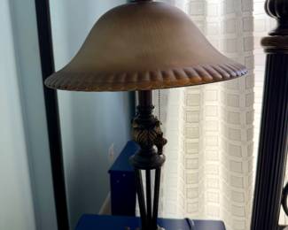 Vintage Prescott Bronze Glass Table Lamp