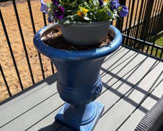 Large Blue Garden Urn