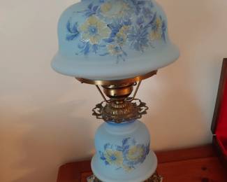 Magnificent antique blue electric lamp