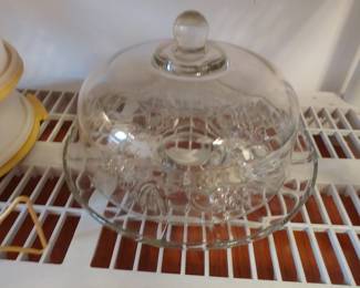 Glass cake plate with glass Dome