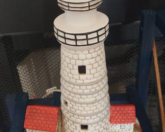 Lighted ceramic lighthouse