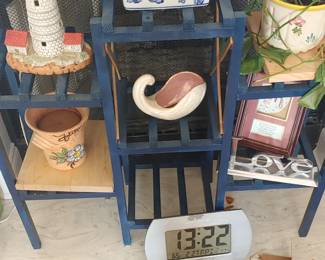 Blue three tiered plant stand