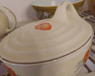 Vintage Halls superior quality kitchenware with orange poppy pattern serving Bowl