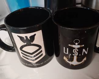 Pair US Navy coffee mugs