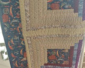 Blue and burgundy quilt