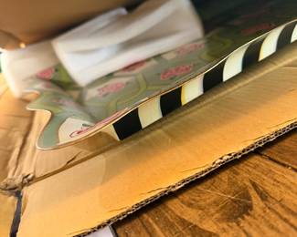 Really Rosey Tray. NIB. Beautiful courtly stripes on the sides