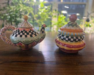 Odd fellows teapot and cookie jar