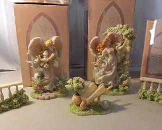 Seraphim Classics Zoe, Mia, Rosebush And Wheelbarrow, Garden Gates