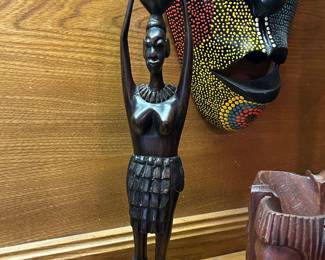 Carved wood African folk art statue