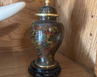 Cloisonné brass urns