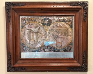Map of the world, framed