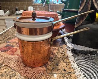 Copper & ceramic double boiler 