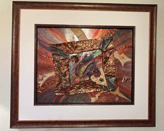 Custom mixed media by Kathleen Matsinger. 57” across, 49” tall. We are accepting offers on this piece pre-sale. 