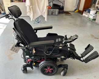 Quantum Q3 electric mobility wheelchair. Many features, freshly installed new batteries. This item available for pre-sale.