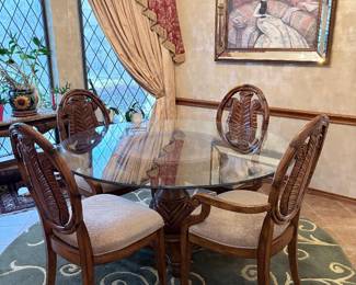 Tommy Bahama, bamboo style  glass dining table