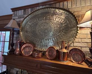 Middle eastern brass engraved wall plaque