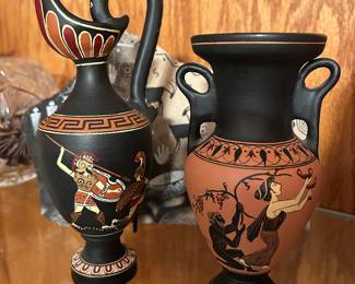 Greek vases: Hector, Nymph, Satyr